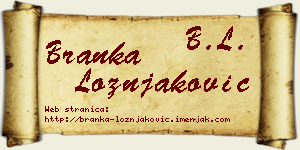 Branka Ložnjaković vizit kartica